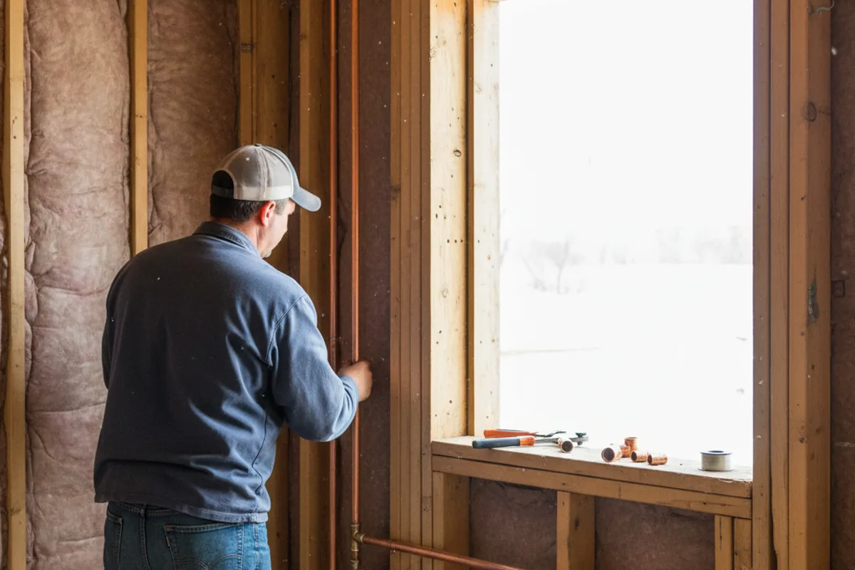 Licensed plumber running new copper supply lines in a Hay home