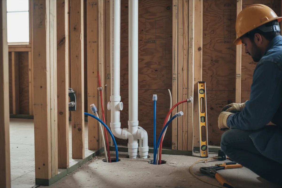 Drain and supply rough-in during Leak Detection in Hay