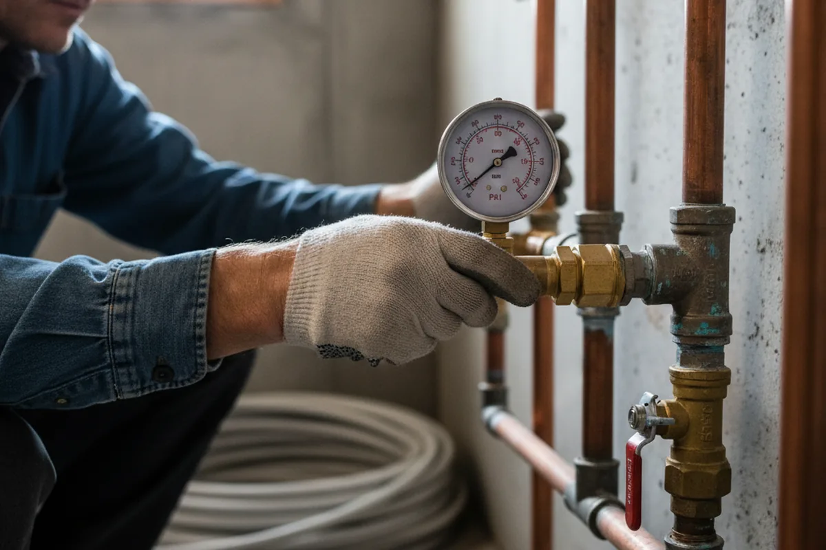 Pressure testing a repaired line during Water Line Repair in Hay